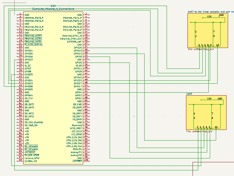 Circuit diagram for the locomotion system's motor driver connections.